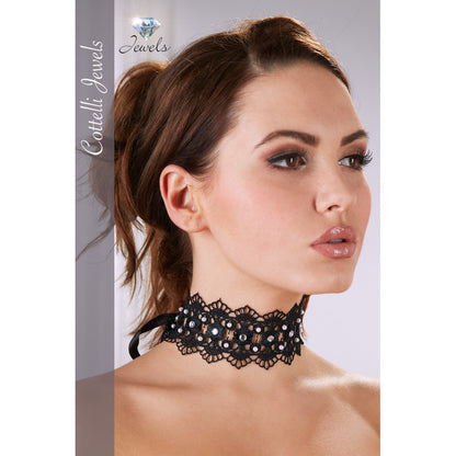Cottelli Stickerei-Halsband mit Strass
