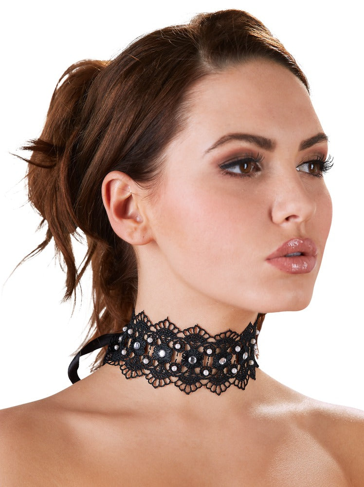 Cottelli Stickerei-Halsband mit Strass
