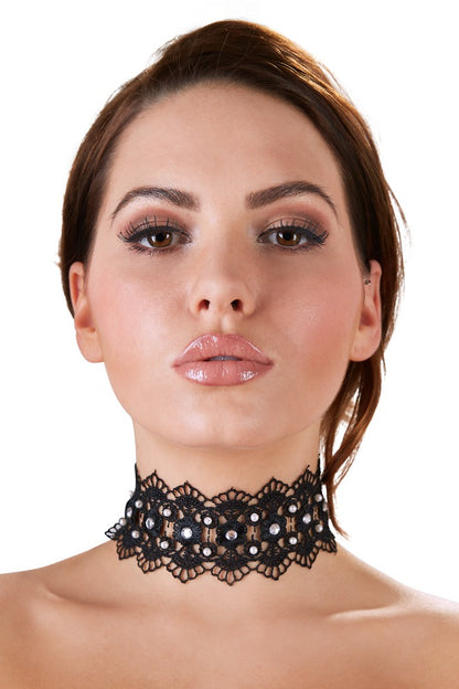 Cottelli Stickerei-Halsband mit Strass