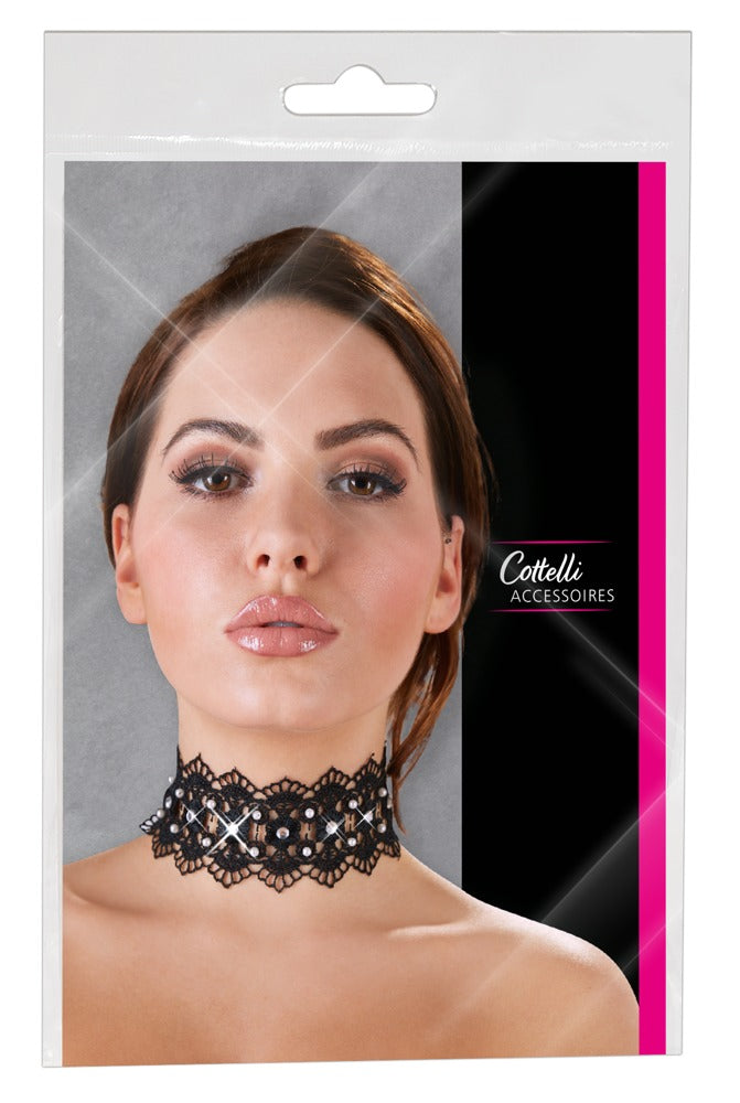 Cottelli Stickerei-Halsband mit Strass