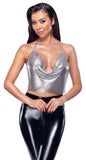 Cottelli Metall-Top silber, bauchfrei
