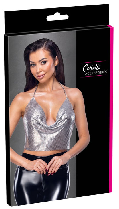 Cottelli Metall-Top silber, bauchfrei