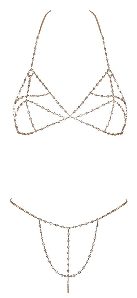 Cottelli Ketten-Bikini gold mit Strass