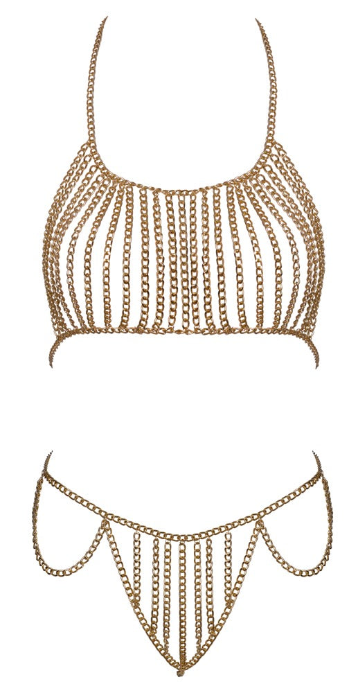 Cottelli Ketten-Bikini gold mit Top und String