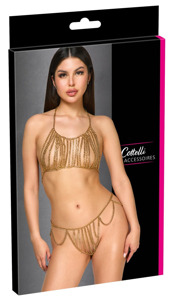 Cottelli Ketten-Bikini gold mit Top und String