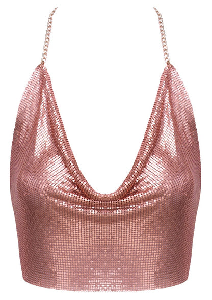 Cottelli ACCESSOIRES Crop-Top aus Metallplättchen, roségold