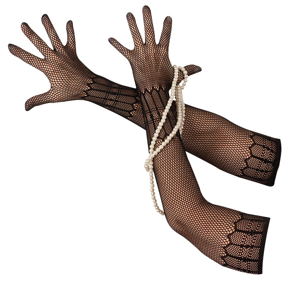 Cottelli Netzhandschuhe, ellenbogenlang