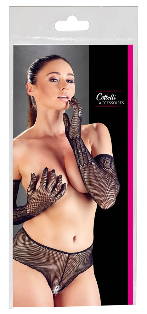Cottelli Netzhandschuhe, ellenbogenlang