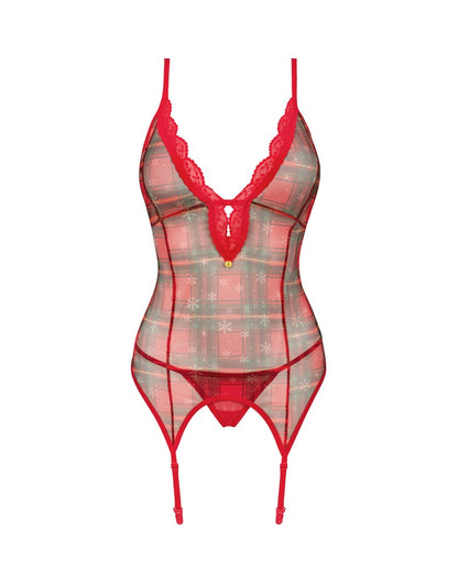 OBSESSIVE Weihnachts-Strapshemd im Karo-Look