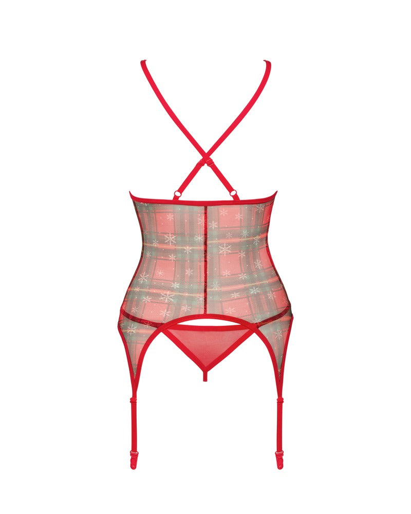 OBSESSIVE Weihnachts-Strapshemd im Karo-Look