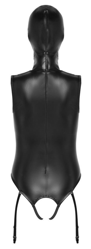 Bad Kitty Straps-Body ouvert mit Kopfmaske aus Lederimitat