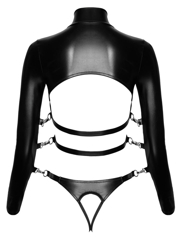 Bad Kitty Bondage-Body Set ouvert mit Bondage-Ringen aus Lederimitat