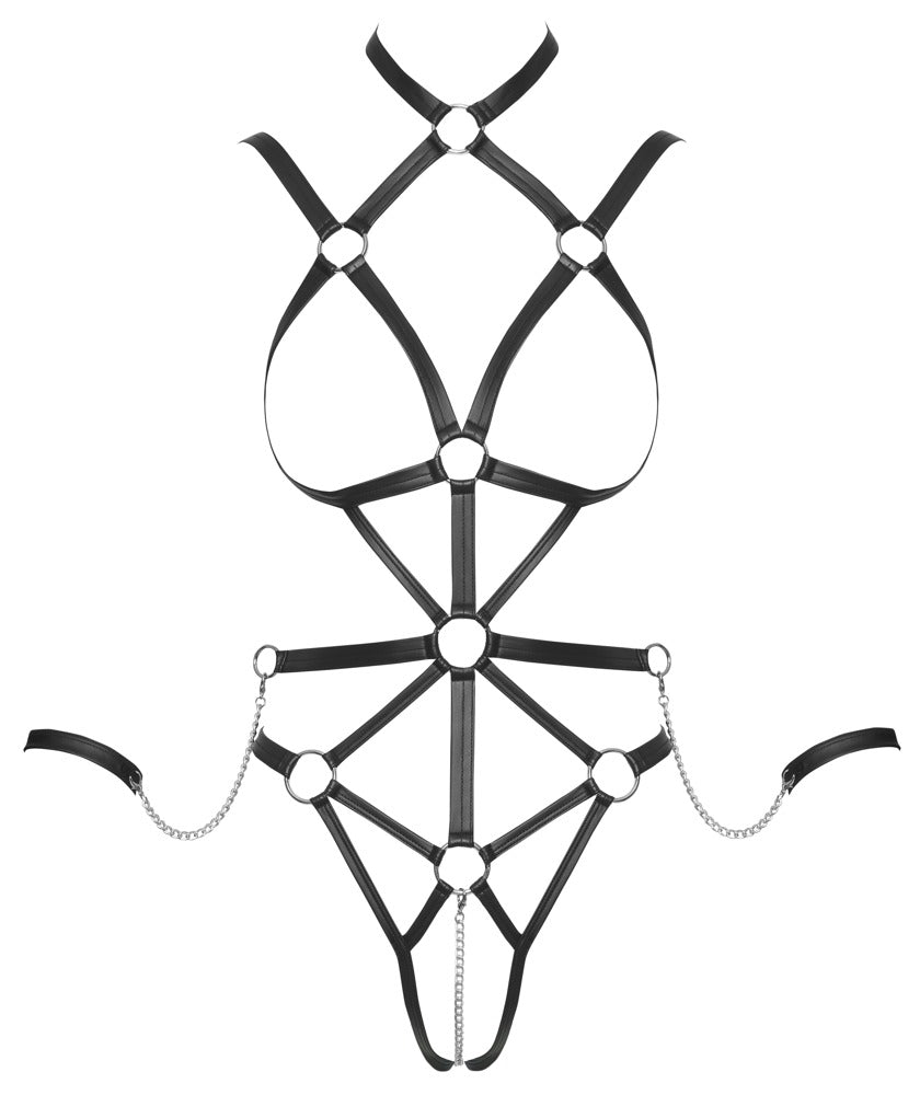 Bad Kitty Harness-Body ouvert mit Handfesseln (Mattlook)