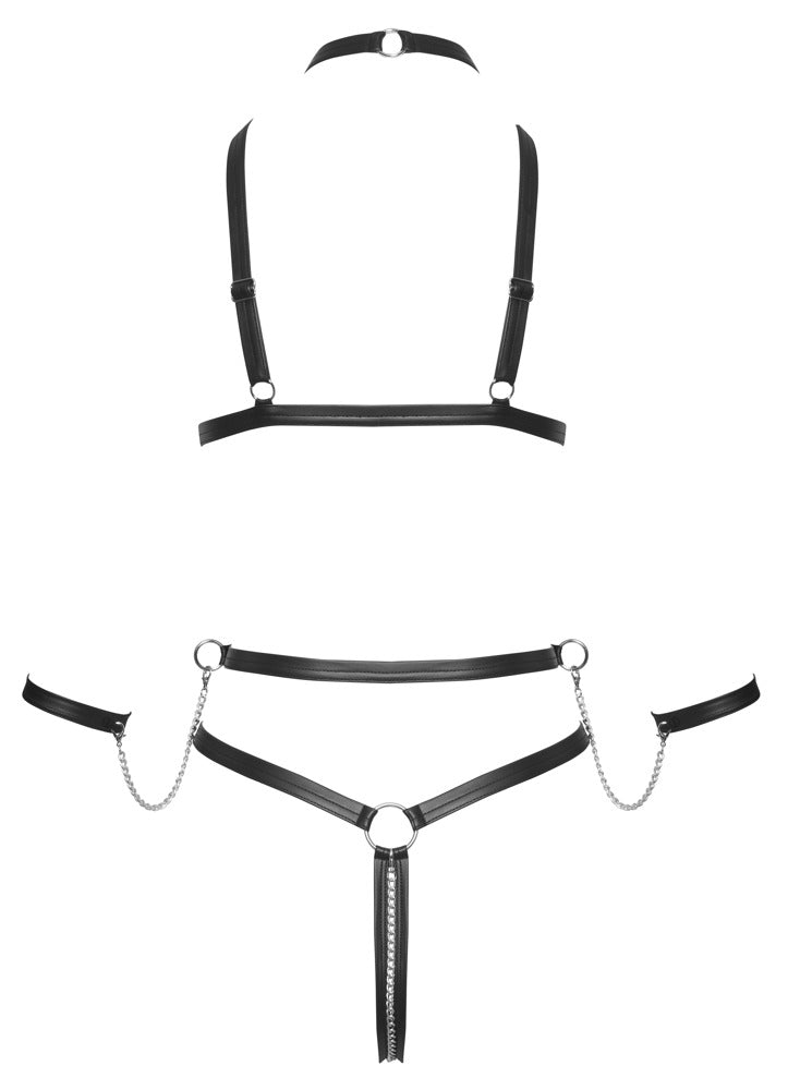 Bad Kitty Harness-Body ouvert mit Handfesseln (Mattlook)