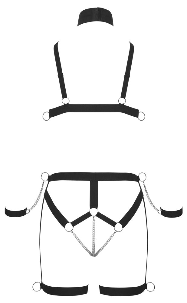 Bad Kitty Riemen-Bikini Harness-Set ouvert mit Hals- und Handfesseln