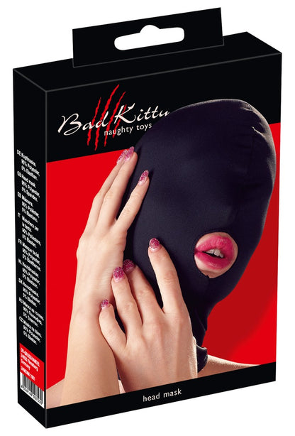 Bad Kitty Kopfmaske aus Stretch mit Mundöffnung, nahezu blickdicht