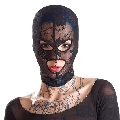 Bad Kitty Kopfmaske aus Spitze mit Mund- und Augenöffnung