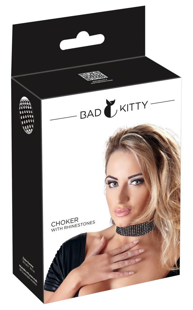 Bad Kitty Halsband mit Strass – funkelnder Choker aus Leder