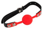 Bad Kitty Silikon-Knebel rund in Rot mit Lederimitat-Riemen
