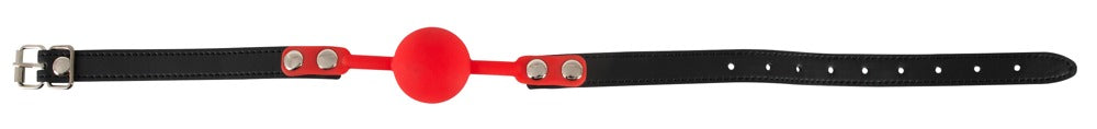 Bad Kitty Silikon-Knebel rund in Rot mit Lederimitat-Riemen