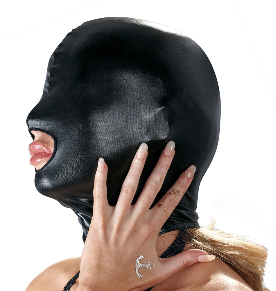 Bad Kitty Kopfmaske im Wetlook mit Mundöffnung