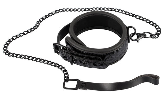 Bad Kitty Halsfessel mit Kettenleine in Diamantschliff-Optik