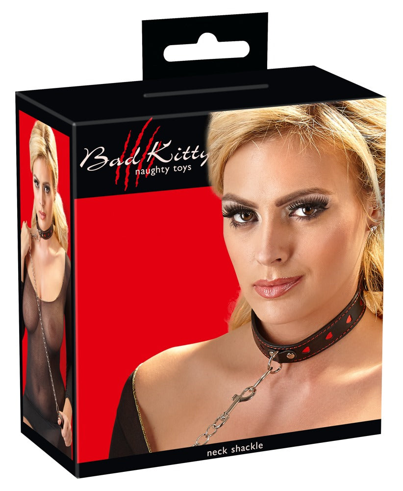 Bad Kitty Halsfessel mit Kettenleine im Herz-Look