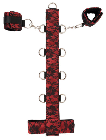 Bad Kitty Halsfessel-Set mit Handfesseln aus Satin und Spitze, rot