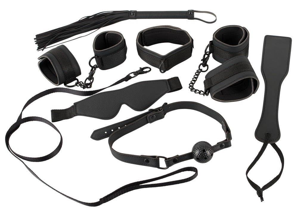 Bad Kitty Fesselset 7-teilig aus Lederimitat mit Peitsche und Paddel