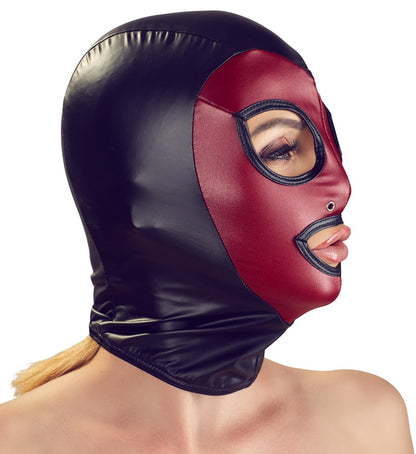 Bad Kitty Kopfmaske im 2-farbigen Mattlook mit Nasenloch-Ösen