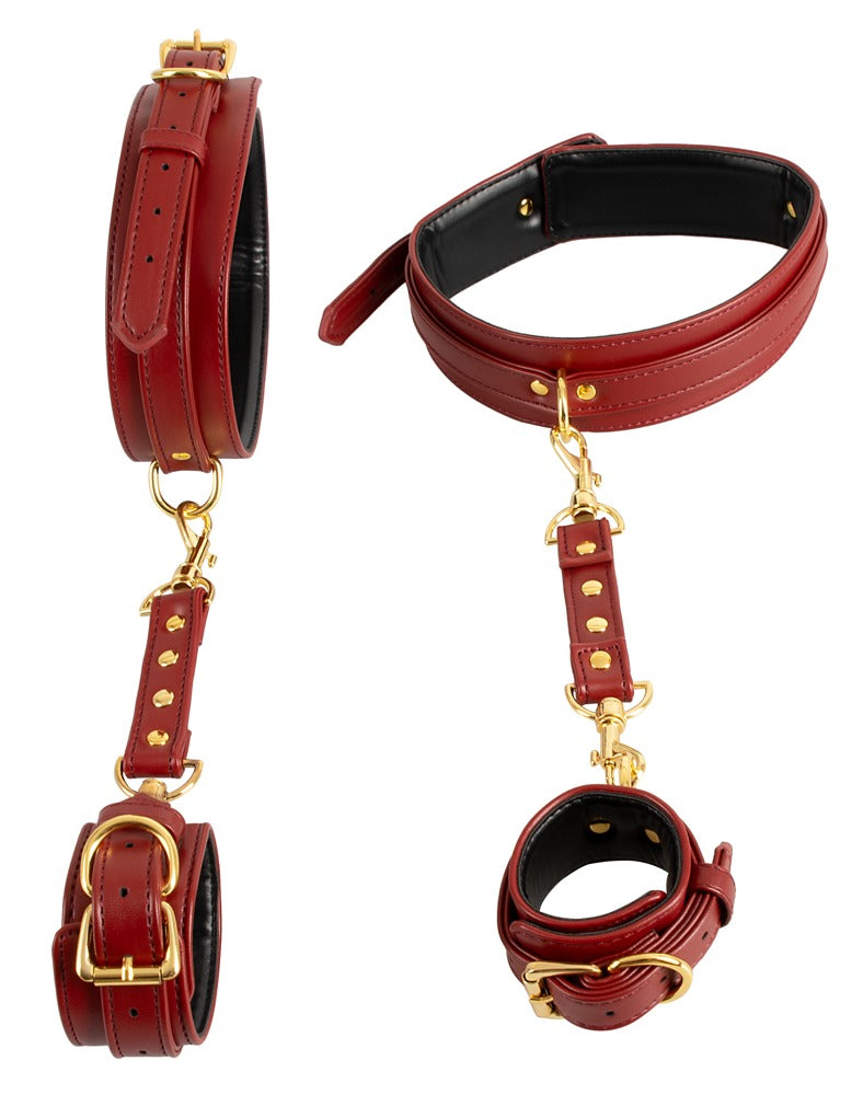 Bad Kitty Hand-Bein-Kombifessel in Leder-Optik, rot