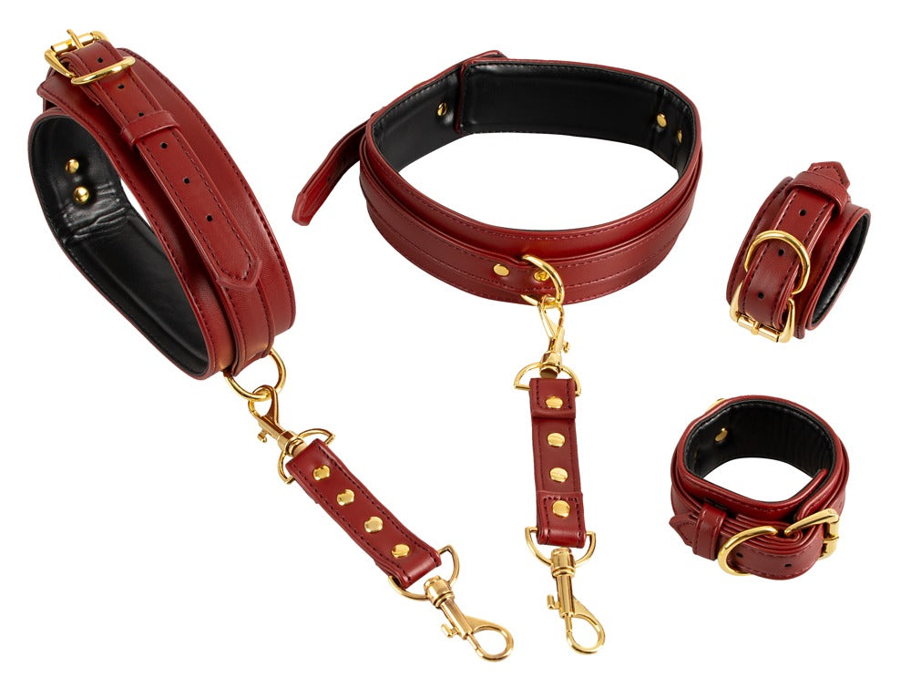 Bad Kitty Hand-Bein-Kombifessel in Leder-Optik, rot