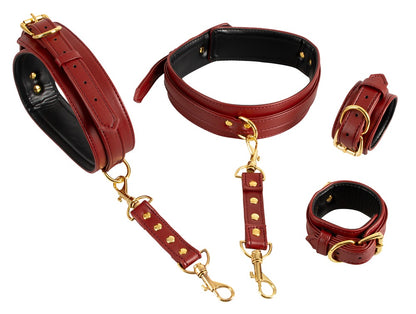Bad Kitty Hand-Bein-Kombifessel in Leder-Optik, rot