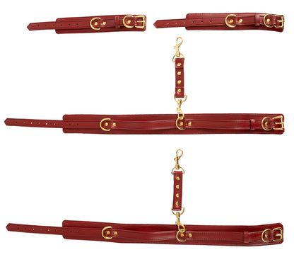 Bad Kitty Hand-Bein-Kombifessel in Leder-Optik, rot
