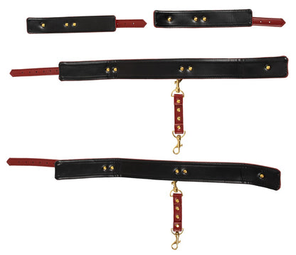 Bad Kitty Hand-Bein-Kombifessel in Leder-Optik, rot