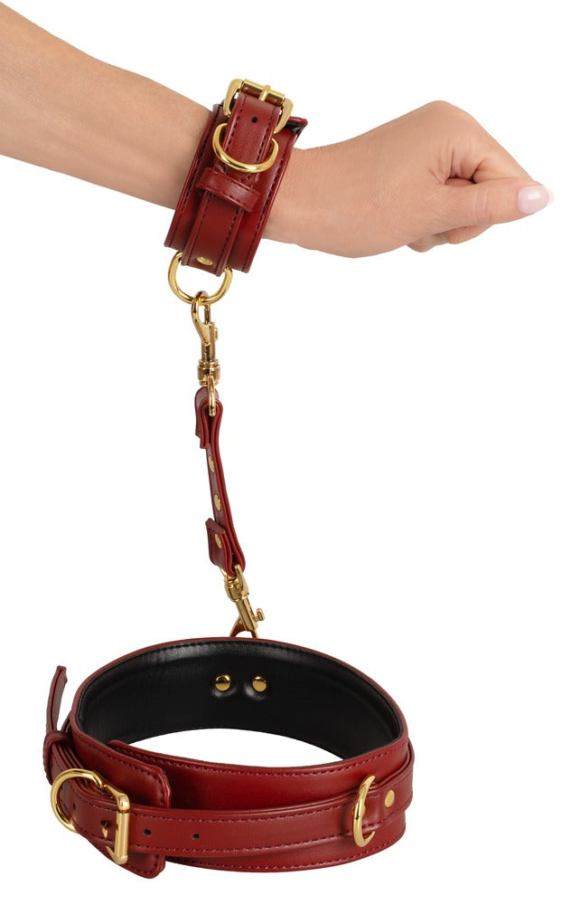 Bad Kitty Hand-Bein-Kombifessel in Leder-Optik, rot