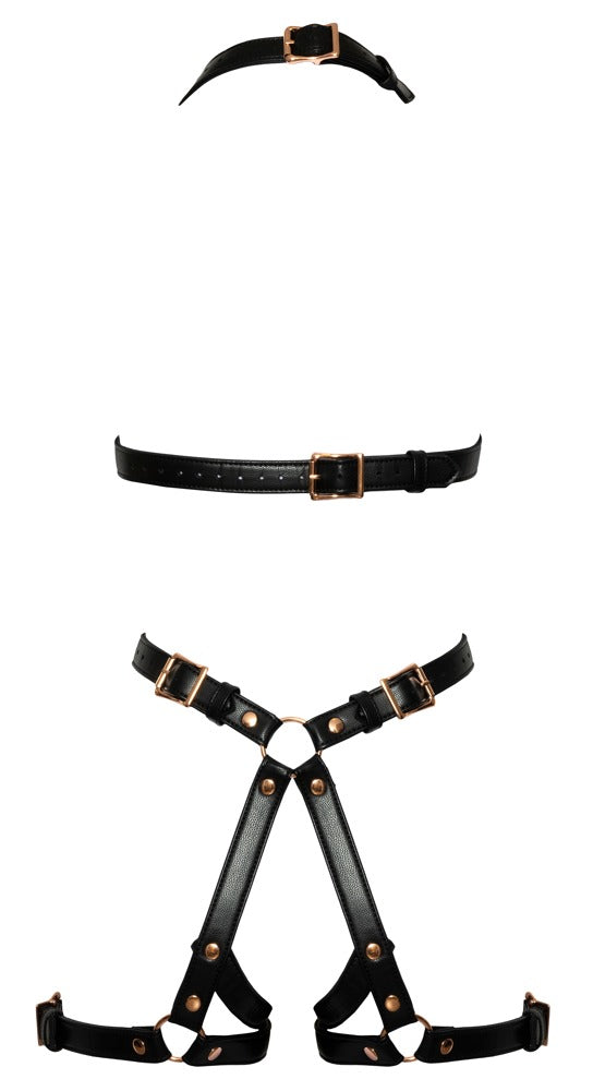 Bad Kitty Harness-Body ouvert busenfrei mit Oberschenkelriemen