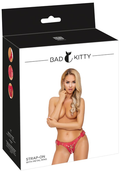 Bad Kitty Strap-on-Umschnallgurt in Rot mit Einsetzring