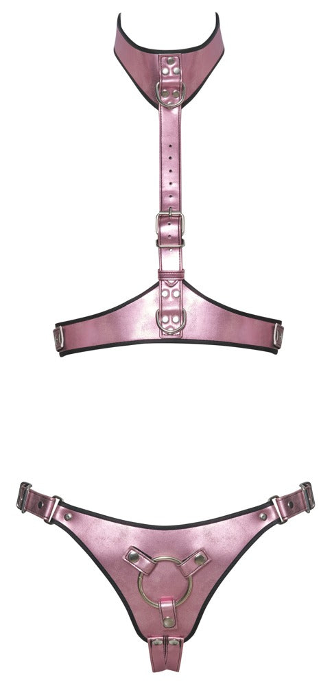 Bad Kitty Strap-on-Harness-Set Brust-Harness & Jock in Rosé-Metallic