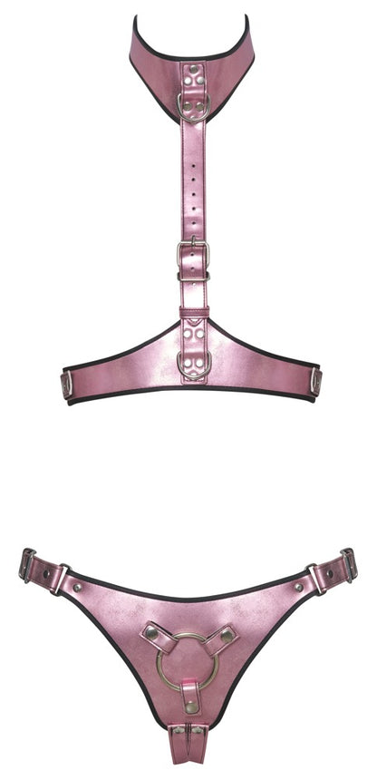 Bad Kitty Strap-on-Harness-Set Brust-Harness & Jock in Rosé-Metallic