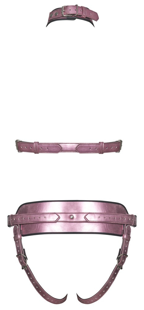 Bad Kitty Strap-on-Harness-Set Brust-Harness & Jock in Rosé-Metallic