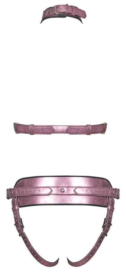 Bad Kitty Strap-on-Harness-Set Brust-Harness & Jock in Rosé-Metallic