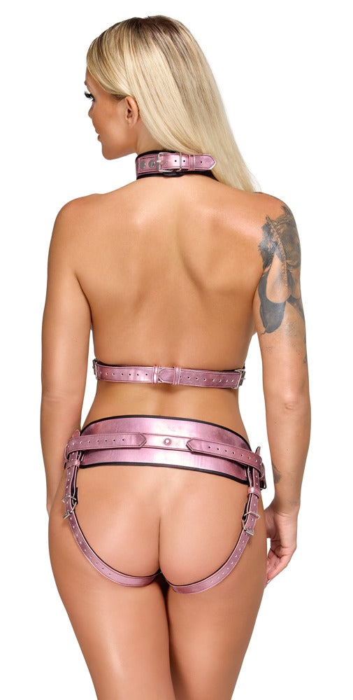Bad Kitty Strap-on-Harness-Set Brust-Harness & Jock in Rosé-Metallic