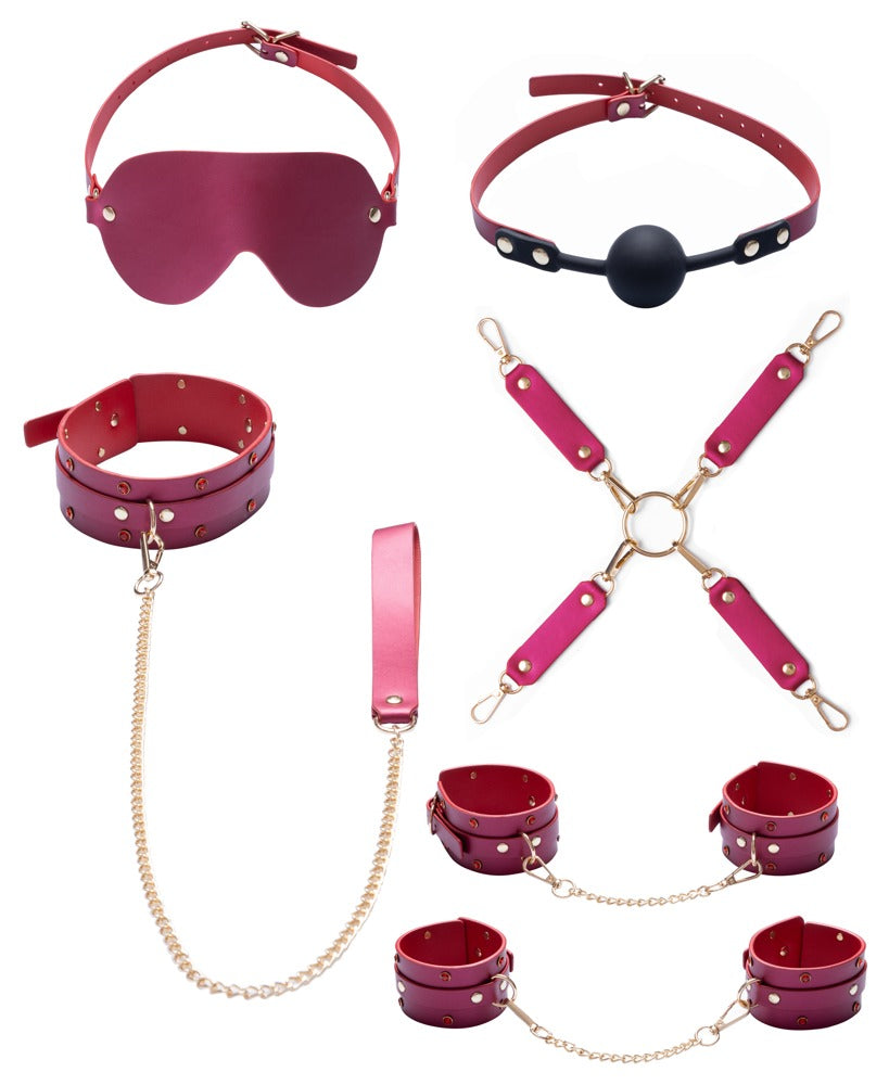 Bad Kitty Fessel-Set 6-teilig mit Hogtie in Pink-Pearl-Optik