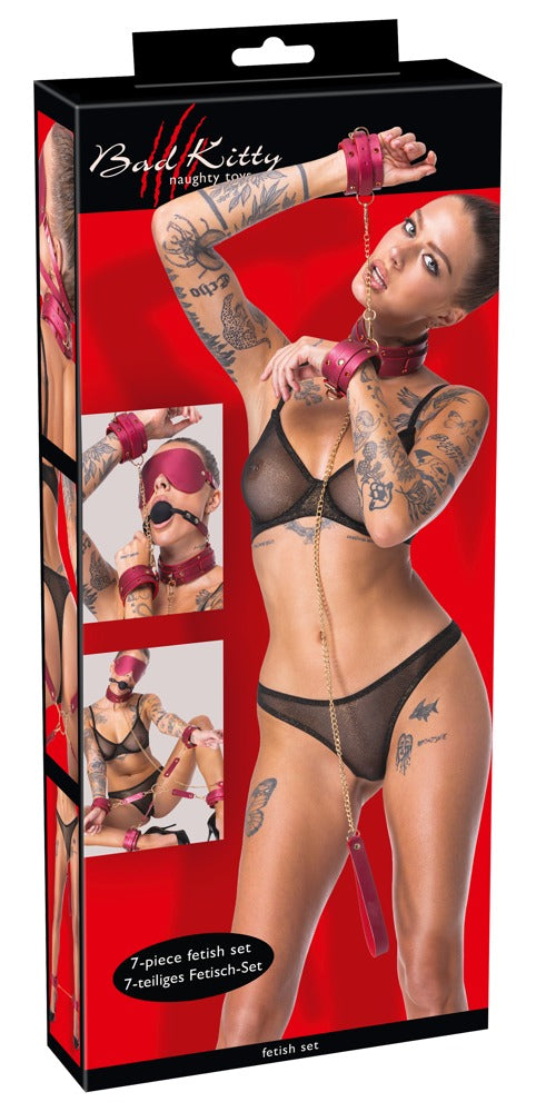 Bad Kitty Fessel-Set 6-teilig mit Hogtie in Pink-Pearl-Optik