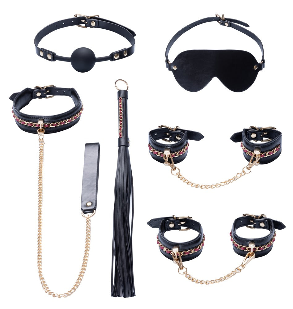 Bad Kitty Fessel-Set 6-teilig Chain mit Knebel und Leine