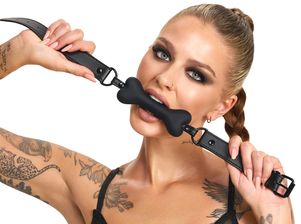 Bad Kitty Knebel im Knochen-Design aus Silikon für Puppy-Play