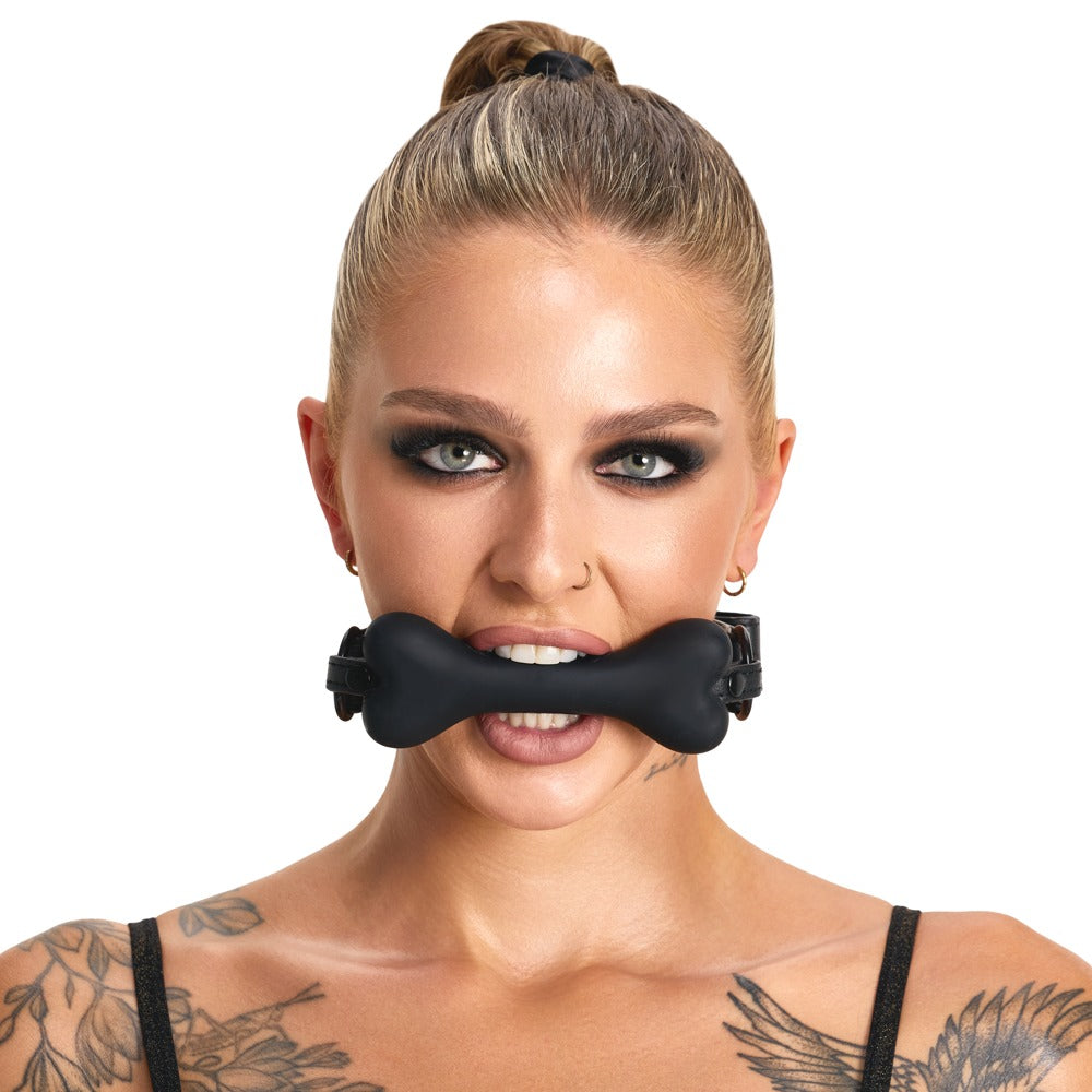 Bad Kitty Knebel im Knochen-Design aus Silikon für Puppy-Play
