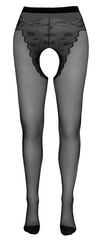 Cottelli Strumpfhose mit Höschenteil und Ziernaht, ouvert