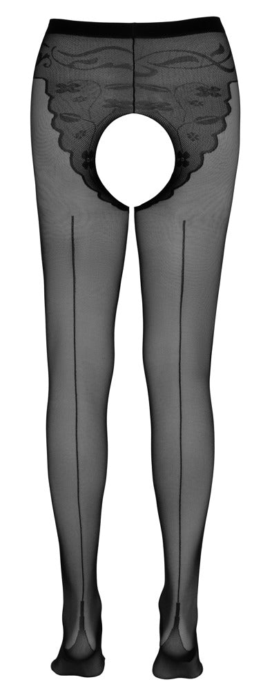 Cottelli Strumpfhose mit Höschenteil und Ziernaht, ouvert